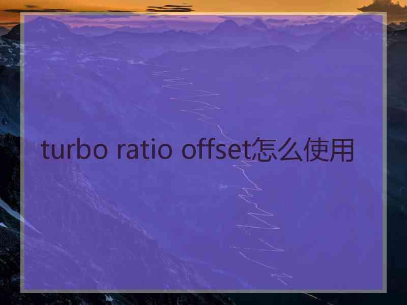 turbo ratio offset怎么使用