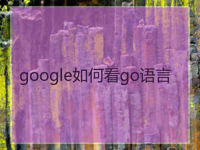 google如何看go语言